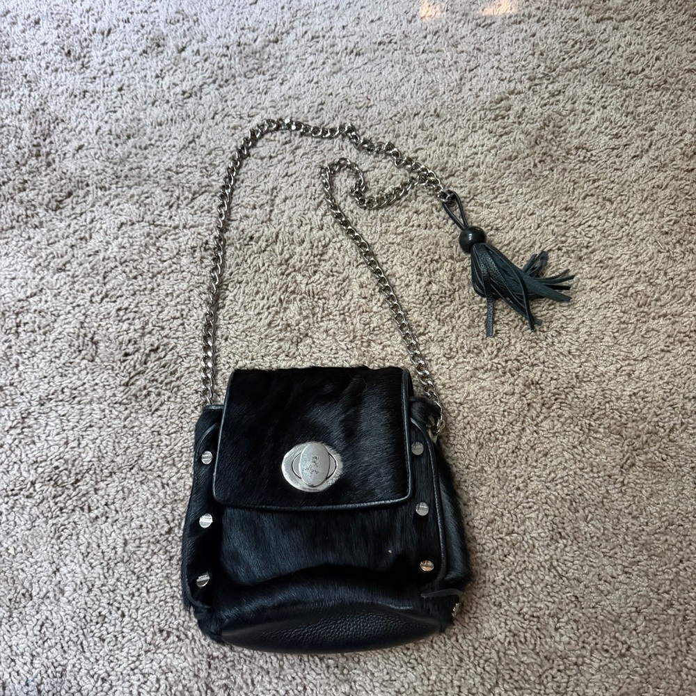 Black horse hair crossbody